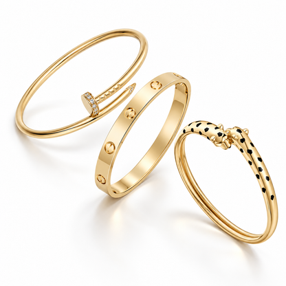 [Camiery] Panthère & LOVE  & JUSTE  Diamond Bracelet Stack Set