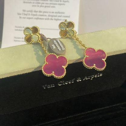 [Camiery]Clover Pink Enamel Necklace & Earring Jewelry Set