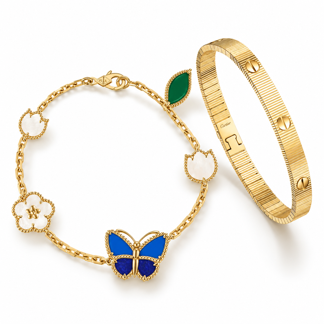 [Camiery] Lucky Spring Butterfly 5-Motif & LOVE Unlimited Bracelet Stack Set