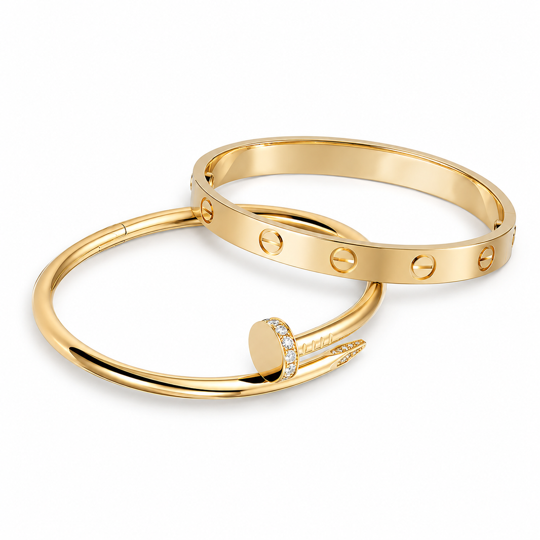 [Camiery] LOVE Classic & JUSTE Diamond Bracelet Stack Set