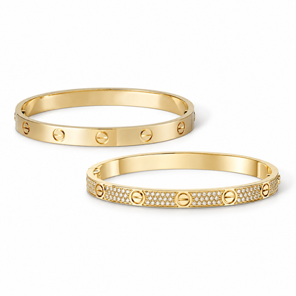 [Camiery] LOVE  Classic & Diamond-Paved Bracelet Stack Set