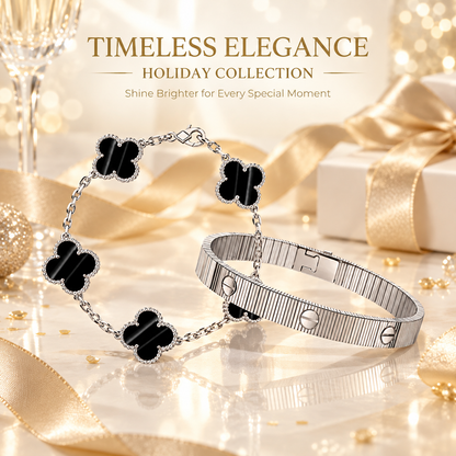 [Camiery] Clover 5-Motif & LOVE Unlimited Bracelet Set