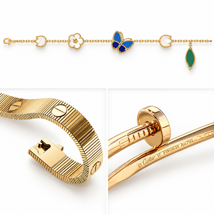 [Camiery]Clover Lucky Spring & Love & Juste Garden 3-Piece  Bracelet Stack Set