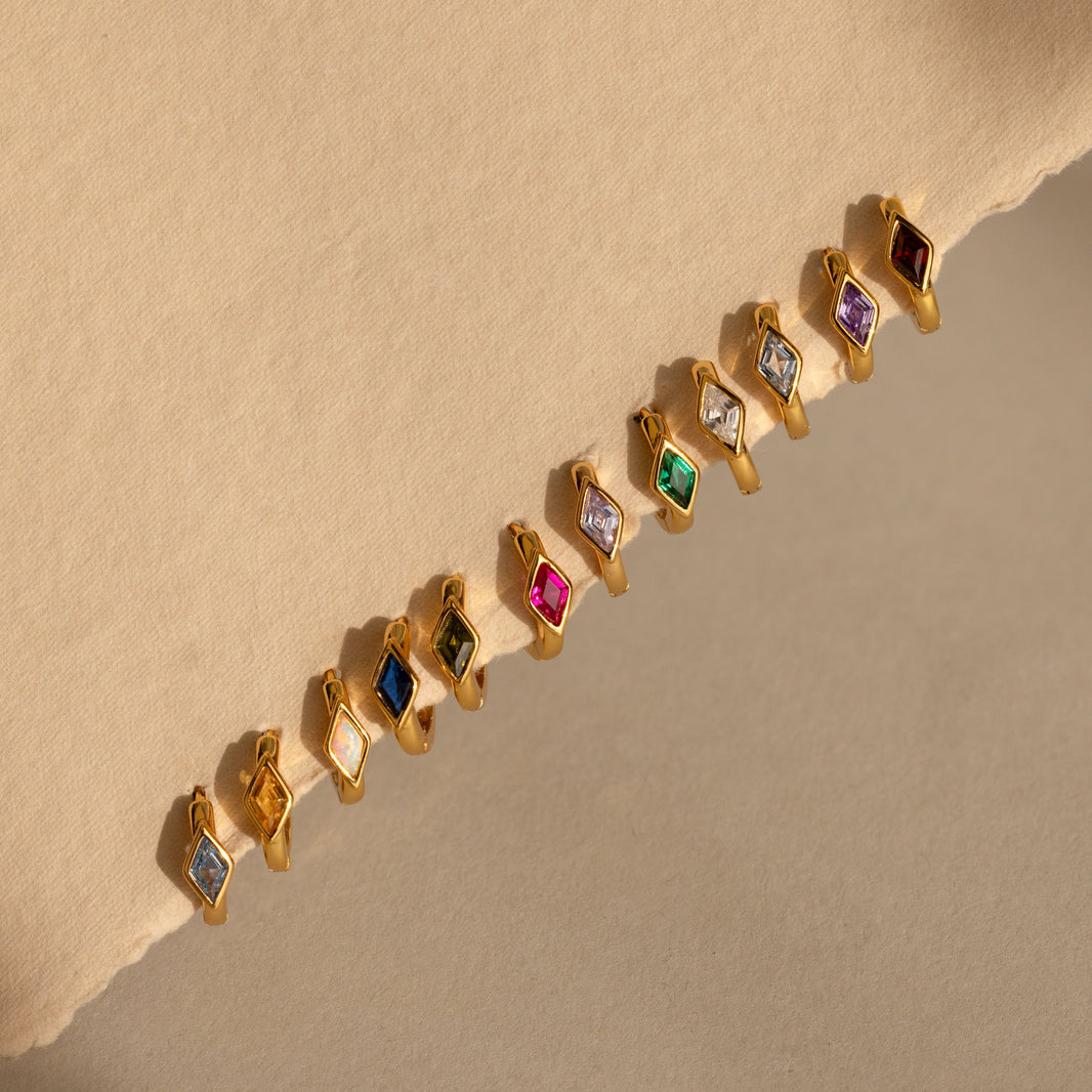 Rhombus Birthstone Huggies