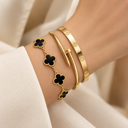 [Camiery]Clover & Juste & Lover  Bracelet Stack Set