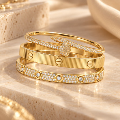 [Camiery]Love & Juste Statement Bracelet Trio Stack Set