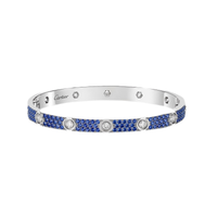 [Camiery]Pave Gemstone Love &Force Large Horseshoe Diamond Duo Bracelet Stack Set