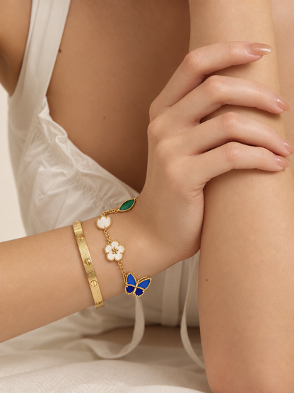 [Camiery] Lucky Spring Butterfly 5-Motif & LOVE Unlimited Bracelet Stack Set