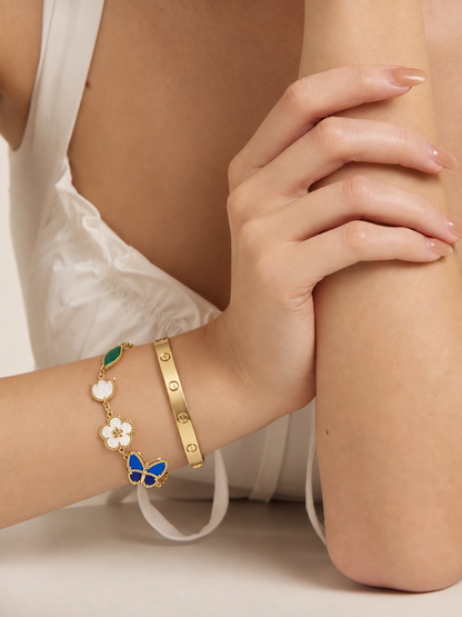 [Camiery] LOVE Brushed & Lucky Spring Butterfly 5-Motif Bracelet Stack Set