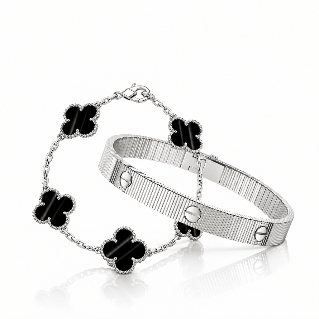 [Camiery] Clover 5-Motif & LOVE Unlimited Bracelet Set