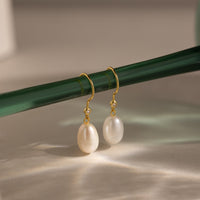 Dangling Pearl Diamond Earrings