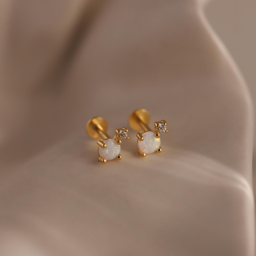 Opal & Diamond Flatback Studs